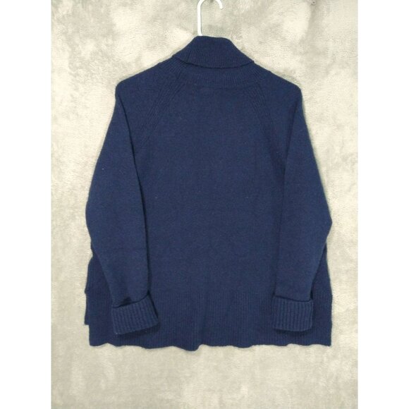 J Crew Sweater Womens Medium Blue Merino Wool Alpaca Blend Turtleneck Pullover - Picture 2 of 7